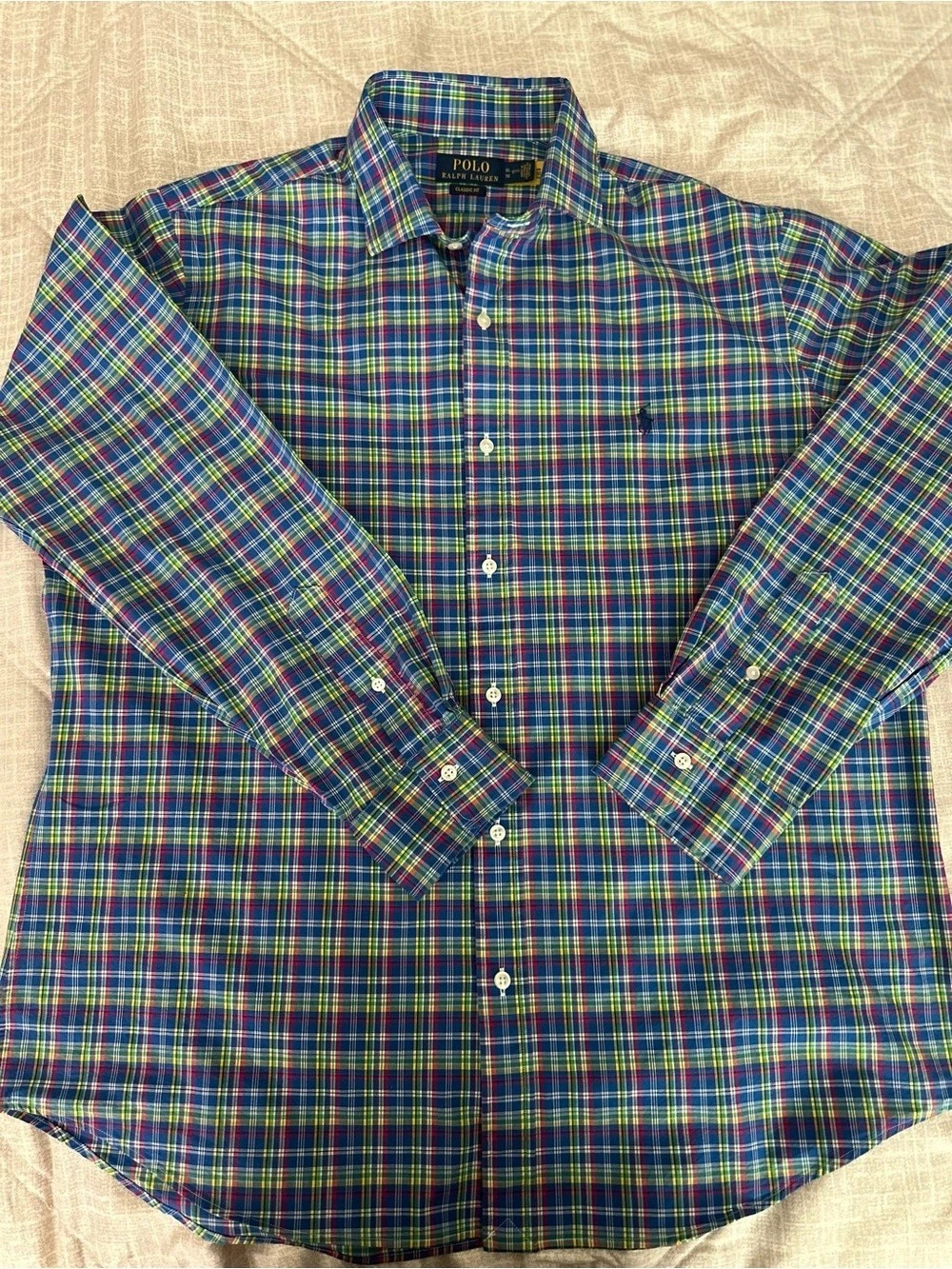 Polo Ralph Lauren Classic Fit Plaid Button Down Shirt in Blue & Green XL